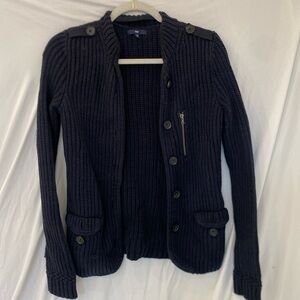 Gap navy sweater cardigan with zip and buttons
